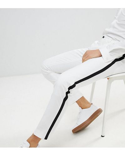 Noak Pantalon ajusté avec bande noire sur les côtés - Blanc