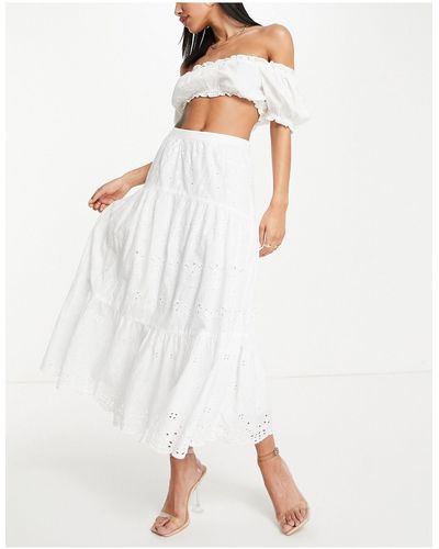 French Connection Cotton Tiered Maxi Skirt - White