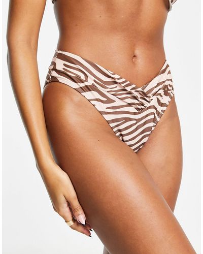 Ivory Rose Fuller Bust High Waist High Leg Bikini Brief - Brown