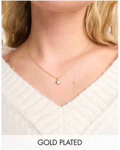 Accessorize Z - collier en plaqué or avec pendentif étoile serti - Blanc
