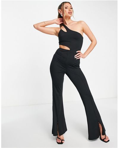 Aria Cove Cut-out Strappy Kick Flare Jumpsuit - Black