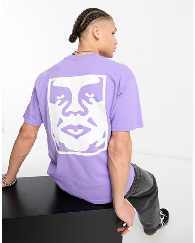 Obey Bold Icon - T-shirt Van Zware Stof Met Print Op - Paars