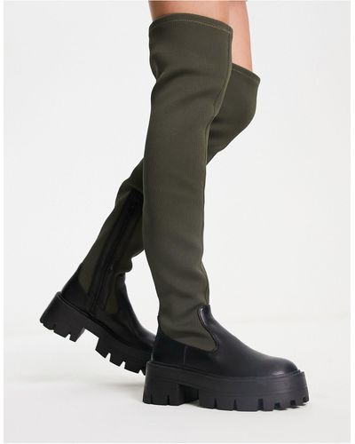 ASOS – kellis – overknee-stiefel mit breiter, flacher sohle - Mehrfarbig