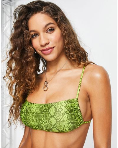 Weekday Polyester Strappy Bandeau Bikini Top - Green