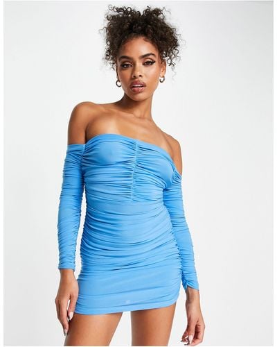 Rebellious Fashion Bandeau Bodycon Mini Dress - Blue