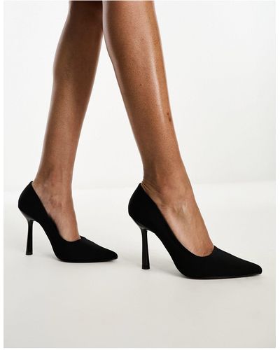 Glamorous Pointed High Heeled Court Shoes - Black