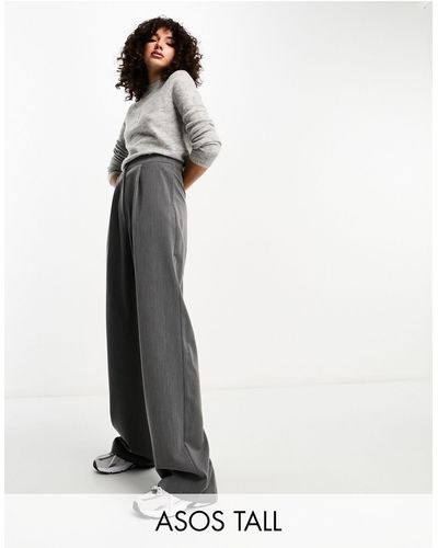 ASOS Asos design tall - pantaloni dad comodi grigi - Bianco