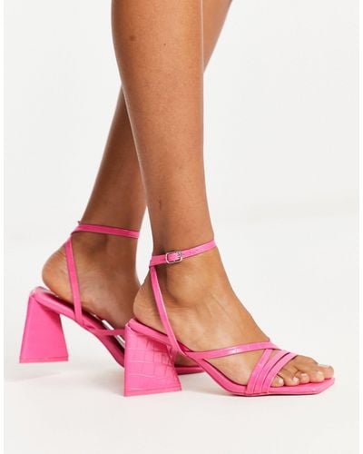 Public Desire Kasia Strappy Block Heel Sandals - Pink