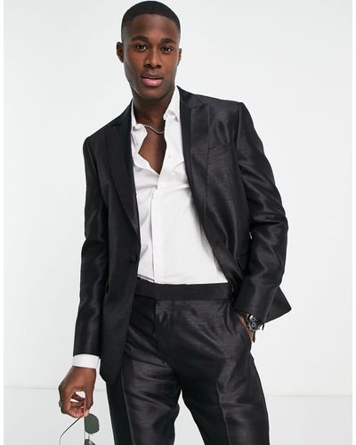 TOPMAN Slim Single Breasted Suit Jacket - Black