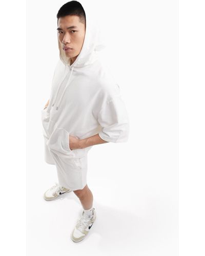 ASOS Tracksuit With Oversized Short Sleeve Hoodie & Slim Shorts - White