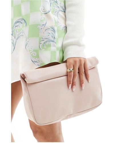 ASOS Clutch Bag With Roll Top Closure - Pink