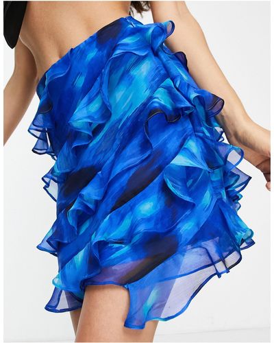 ASOS Ruffle Mini Skirt - Blue