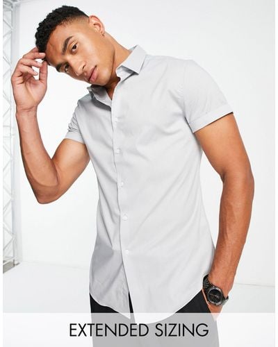 ASOS Stretch Slim Fit Work Shirt - Grey
