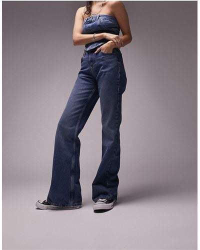 TOPSHOP Jeans a zampa anni '90 medio - Blu