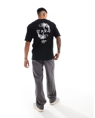 Jack & Jones Originals Oversized T-shirt With Carp Back Print - Black
