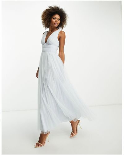 ASOS Bridesmaid Ruched Bodice Midaxi Dress With Tiered Skirt - White