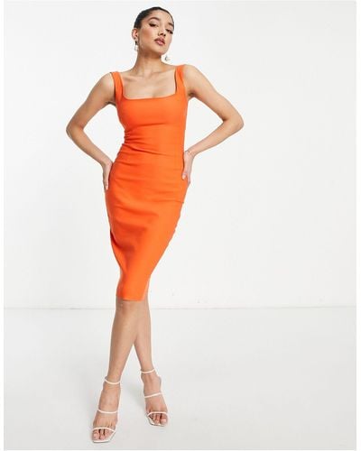 Vesper Bodycon Midi Dress - Orange