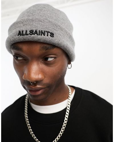 AllSaints Underground - bonnet en maille à logo brodé - Noir