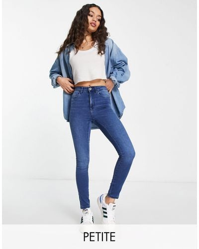 Only Petite Royal High Waisted Skinny Jeans - Blue