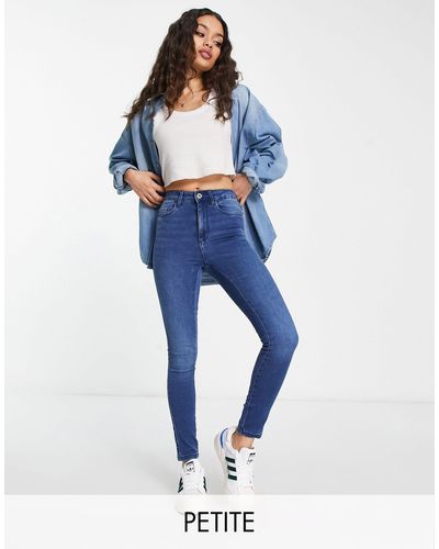 Only Petite Royal - Skinny Jeans Met Hoge Taille - Blauw