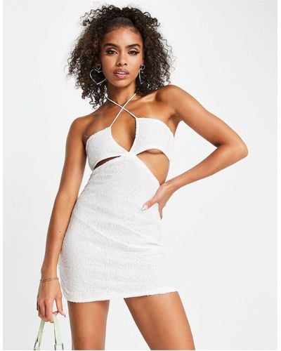 Rebellious Fashion Cut-out Mini Sequin Dress - White