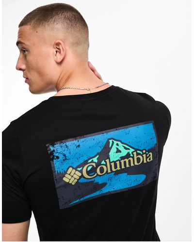 Columbia In esclusiva per asos - - rapid ridge - t-shirt nera con grafica sul retro - Blu