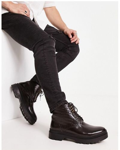 H by Hudson Exclusive Amos Lace Up Boots - Black