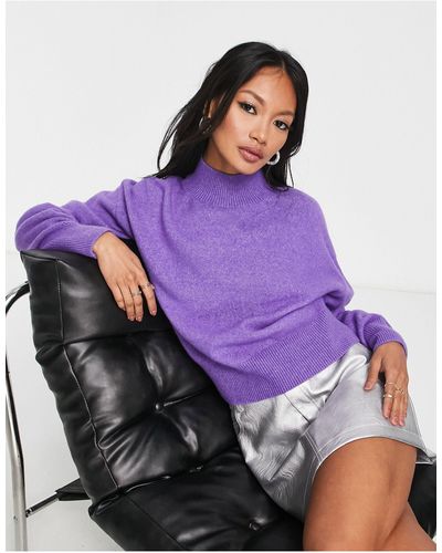 & Other Stories Mock Neck Knitted Sweater - Purple