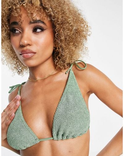 ASOS Mix And Match Crinkle Triangle Bikini Top - Green