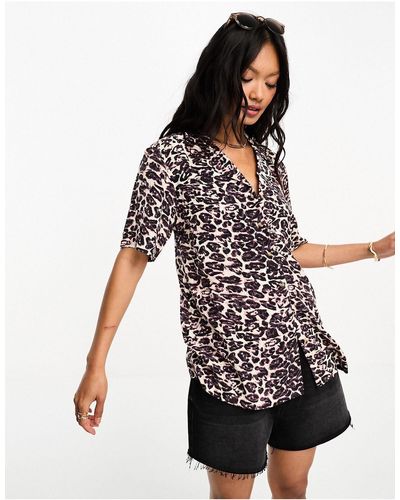 Whistles – hemd mit mehrfarbigem leopardenmuster und reverskragen - Schwarz