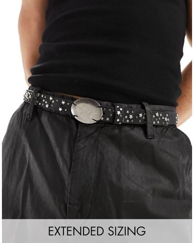 ASOS Faux Leather Belt With Stars - Black