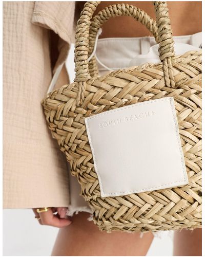 South Beach Straw Mini Summer Cross Body Bag - Natural