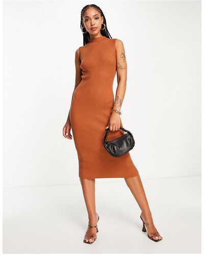 French Connection Knitted Midi Dress - Brown