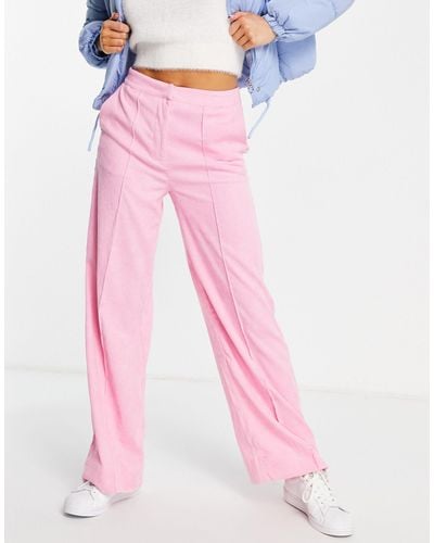 Y.A.S Mini Cord Wide Leg Trousers - Pink