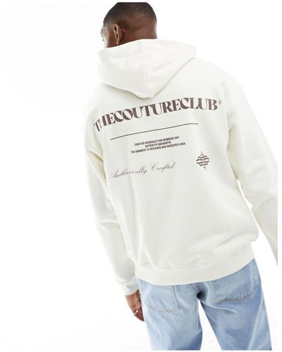 The Couture Club Sweat à capuche avec imprimé graphique au dos - cassé - Blanc