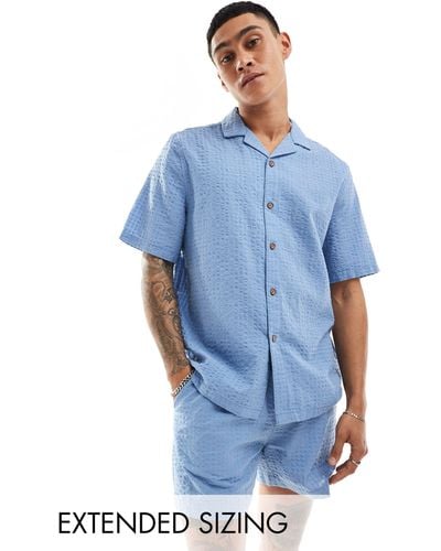 ASOS 90s Oversized Short Sleeve Shirt - Blue