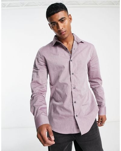River Island Long Sleeve Palmer Shirt - Purple