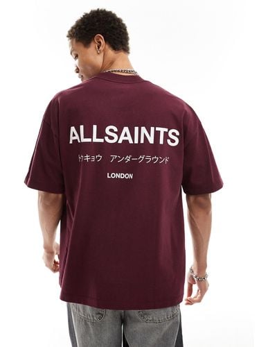 AllSaints – underground – oversize-t-shirt - Rot