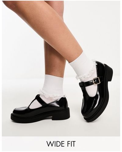 ASOS Wide Fit Margo Mary Jane Flat Shoes - Black