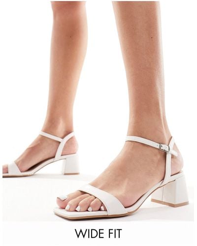 Glamorous Low Block Heeled Sandals - White
