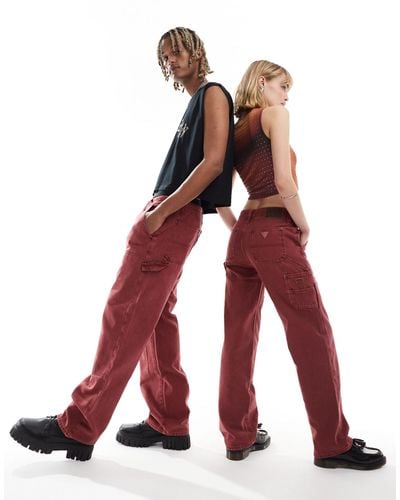 Guess – unisex-carpenter-jeans aus canvas - Rot