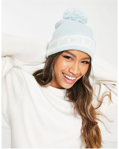 French Connection Fcuk Bobble Beanie Hat - White