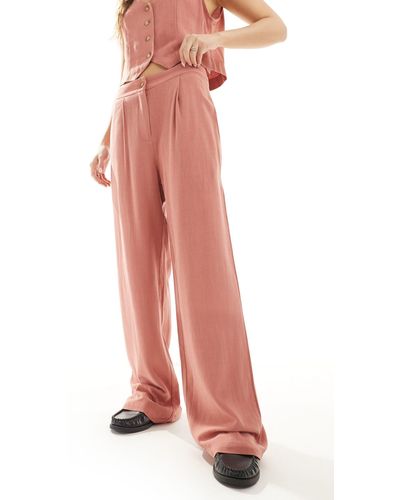 In The Style Linen Wide Leg Trouser Co-ord - Pink