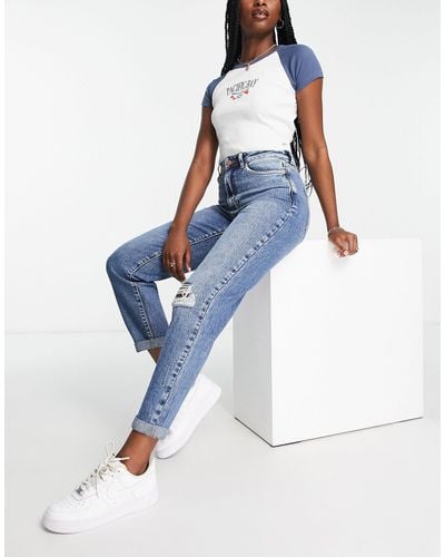 New Look Ripped High Waisted Jeans - Blue