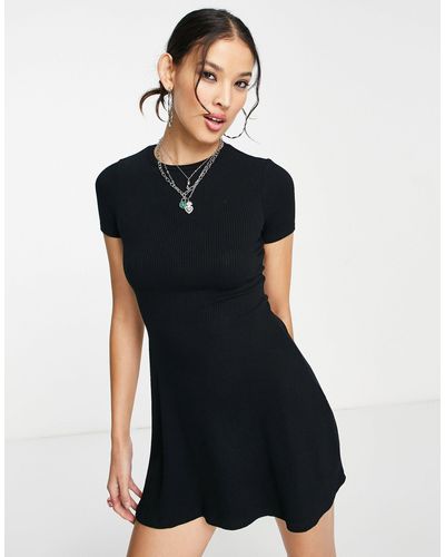 Pull&Bear Short Sleeve Mini Dress - Black