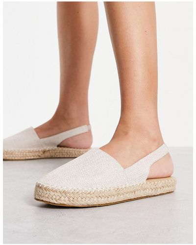 Truffle Collection Slingback Woven Espadrilles - White