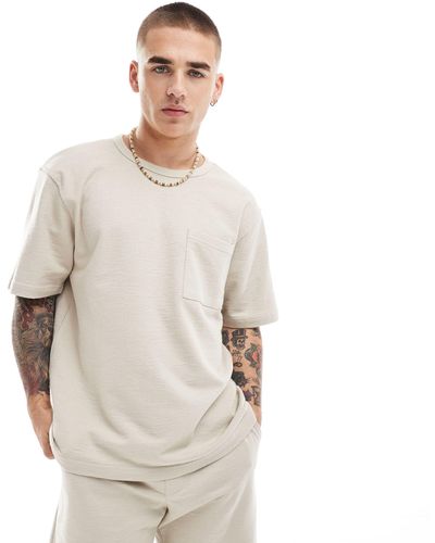 Only & Sons Relaxed Fit Textured T-shirt Co-ord - Natural