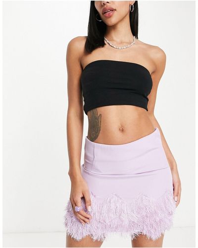Rebellious Fashion Minifalda morada con bajo - Negro