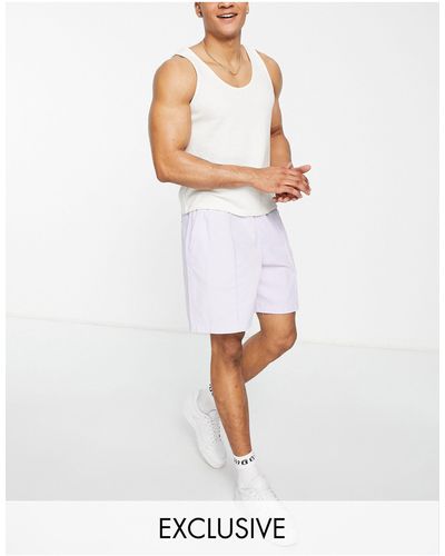 New Look Relaxed Fit Pull On Shorts With Pintuck - Purple