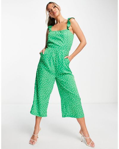 AX Paris Frill Strap Culotte Jumpsuit - Green